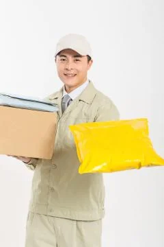The working status of the courier Stock Photos