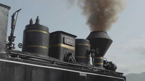 Working Steam Train Chimney Stock Footage 318180506