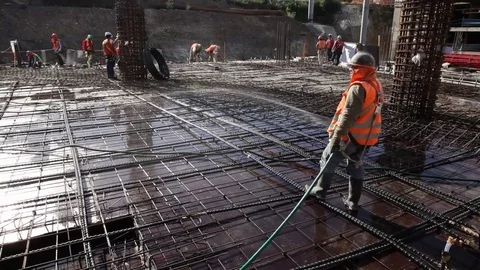 Working on steel mesh Stock Footage 77100464