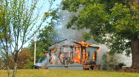 Working Structure fire Video stock 68959100