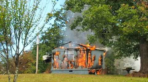 Working Structure fire Stock Footage 68960819