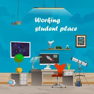 Working student place Stock Illustration