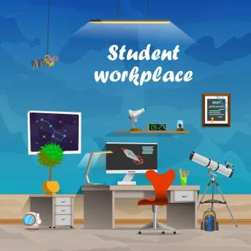 Working student place Stock Illustration