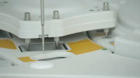 The working surface of the biochemical analyzer. Close-up. Stock Footage 139064296
