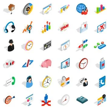Working surface icons set, isometric style Stock Illustration