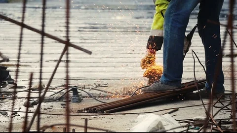 Working сut metal in construction Stock Footage 119984856