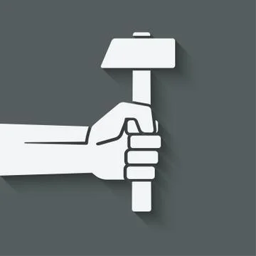 Working symbol hand with hammer Stock Illustration
