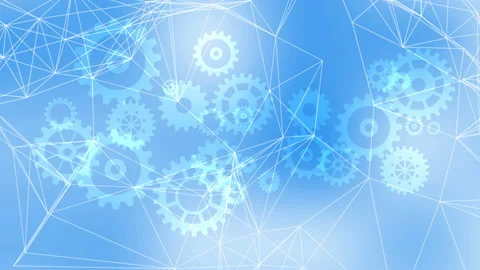 Working system mechanism on blue background, modern technology cogs rotating Stock Footage 115172208