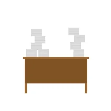 Working table and pile files. Office life. lot of paperwork Stock Illustration