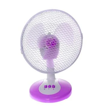 Working Table Electric Violet Fan. Isolated Foto stock
