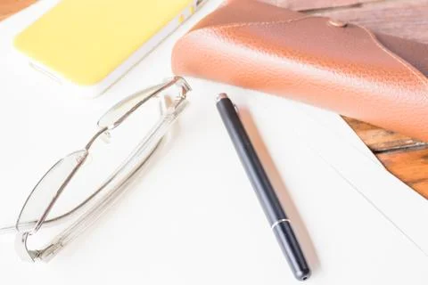 Working table of freelance create ideas Stock Photos