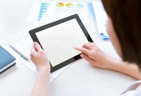 Working with tablet computer Stock Photos