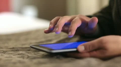 Working on tablet-pc Video stock 12422541