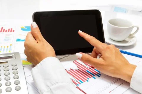 Working on tablet. Stock Photos