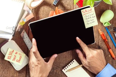 Working with tablet Stock Photos