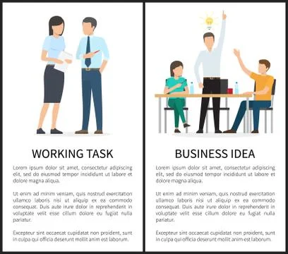 Working Task and Business Idea Vector Illustration Illustrazione stock