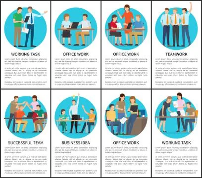 Working Task and Office Work Vector Illustration 스톡 일러스트