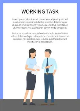 Working Task Bright Banner Vector Illustration 스톡 일러스트