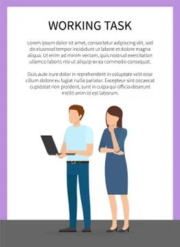 Working Task Frame Banner Vector Illustration Illustrazione stock