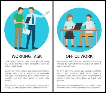Working Task Office Work Set Vector Illustration Illustrazione stock
