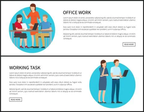 Working Task Office Work Set Vector Illustration Illustrazione stock