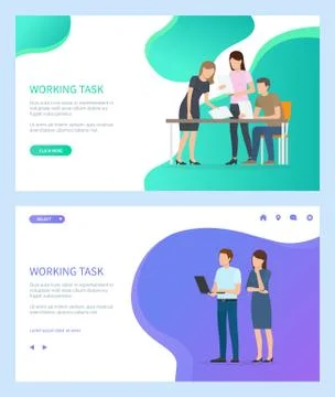 Working Task People in Office Discussing Work Illustrazione stock