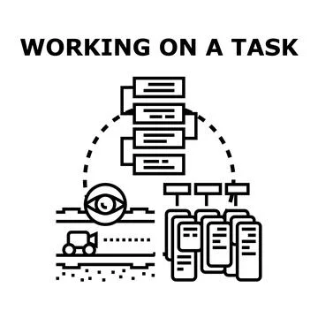Working on a task process and project management Stock Illustration