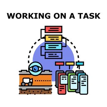 Working on a task process and project management Stock Illustration