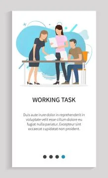 Working Task Teamwork Boss and Employees Slider Illustrazione stock