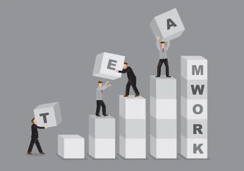 Working as a Team for Building Teamwork Cartoon Vector Illustration Ilustración de archivo