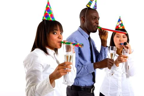 Working team celebrating Stock Photos