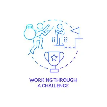 Working through challenge blue gradient concept icon Illustrazione stock