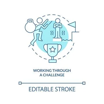 Working through challenge turquoise concept icon Illustrazione stock