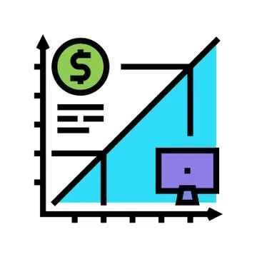 Working time with computer color icon vector illustration 스톡 일러스트