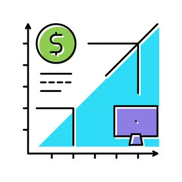 Working time with computer color icon vector illustration 스톡 일러스트