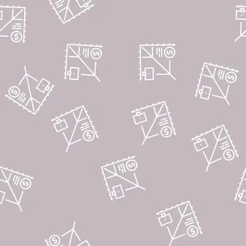 Working time with computer line seamless pattern Stock Illustration