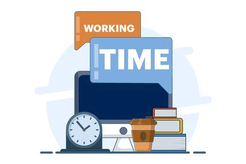 Working time concept. Time management. Scheduling work tasks, deadlines. Stock Illustration