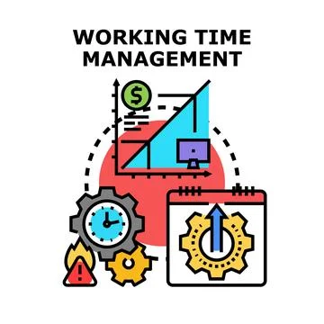 Working time management planning achieving business efficiency goals Stock Illustration