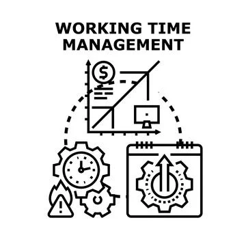 Working time management planning achieving business efficiency goals Stock Illustration
