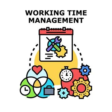 Working time management planning and business productivity Stock Illustration