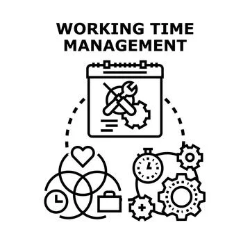 Working time management planning and business productivity Stock Illustration