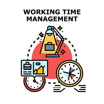 Working time management planning optimizing business productivity Illustrazione stock