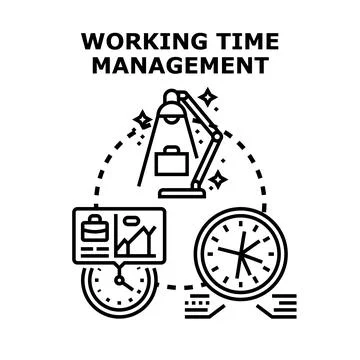 Working time management planning optimizing business productivity Stock Illustration