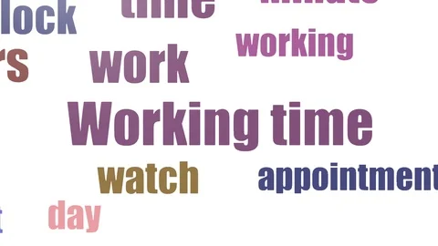 Working Time Tag Cloud Animated On White Background Stock Footage 107205184
