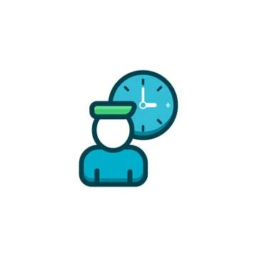 Working time vector illustration filled outline icon. Stock Illustration