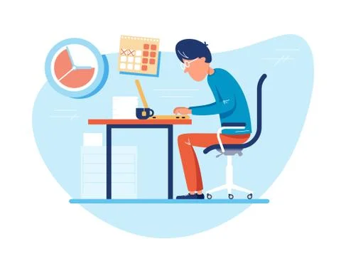 Working time at workplace Stock Illustration