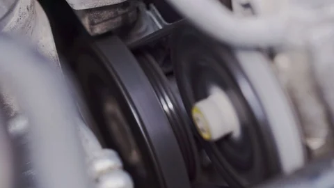 Working timing belt close up Stock Footage 102237128
