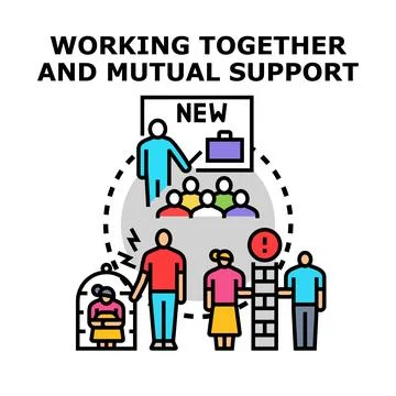 Working together and mutual support for progress Stock Illustration