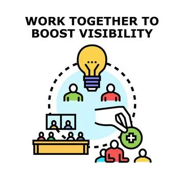 Working together to boost business visibility and collaboration Illustrazione stock