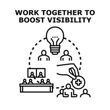 Working together to boost business visibility and collaboration Stock Illustration